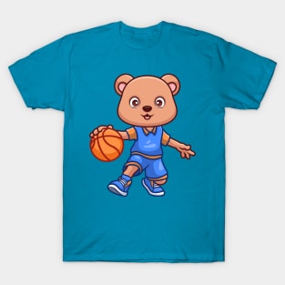 Basketball Bear Cute Cartoon T-Shirt